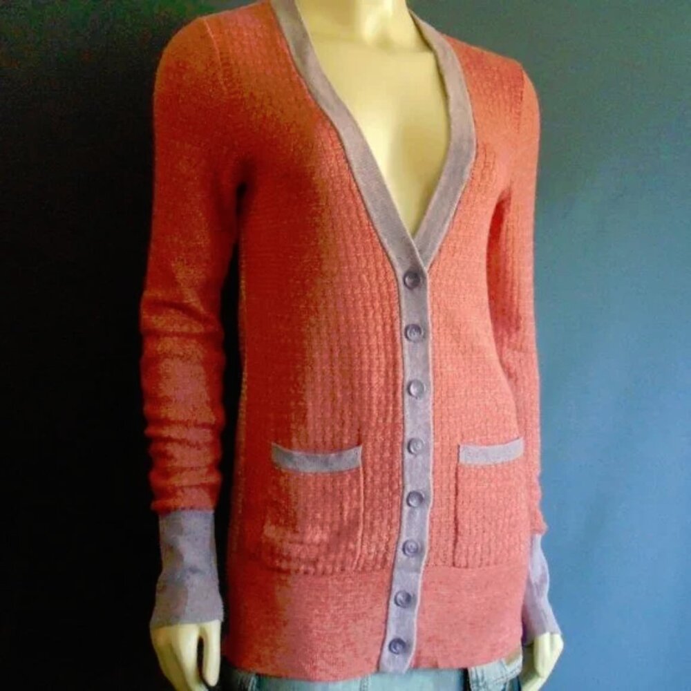 Marc by Marc Jacobs Coral/Pink and Purple Grandpa Cardigan - Sz S